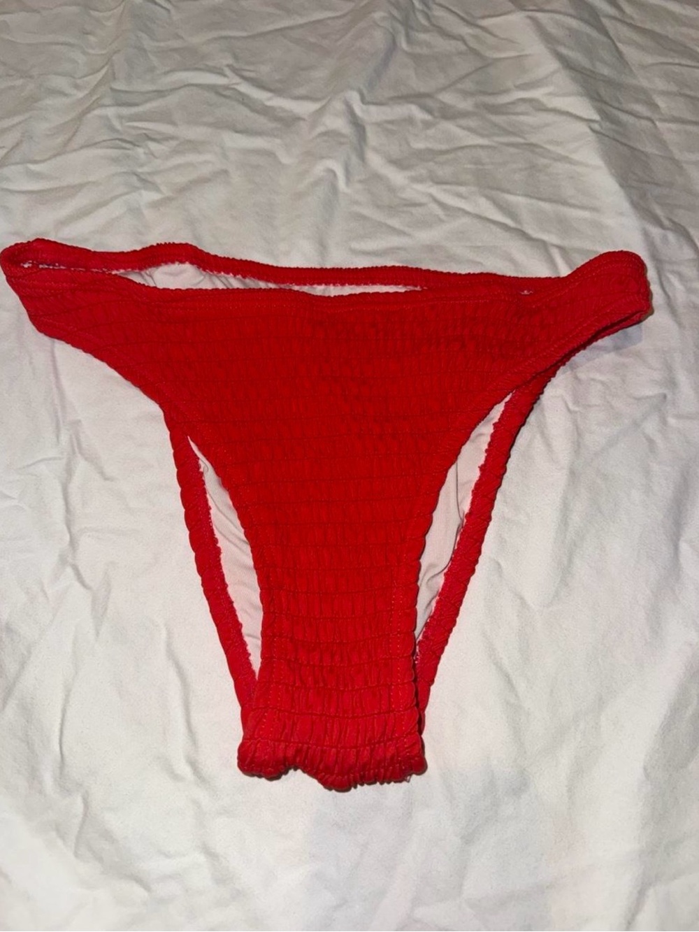 Hello Molly Red Smocked High-Cut Bikini Bottom